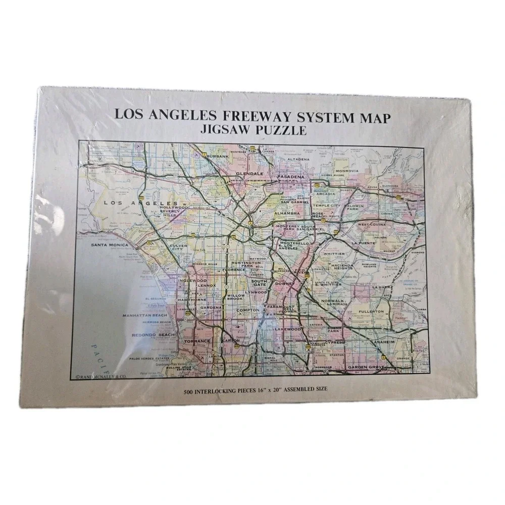 Vintage Los Angeles Freeway System Map 500 Pc Jigsaw‎ Puzzle Sealed Rand McNally